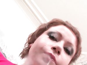 Sloppy Sucking Redhead Gags On His Long Dick